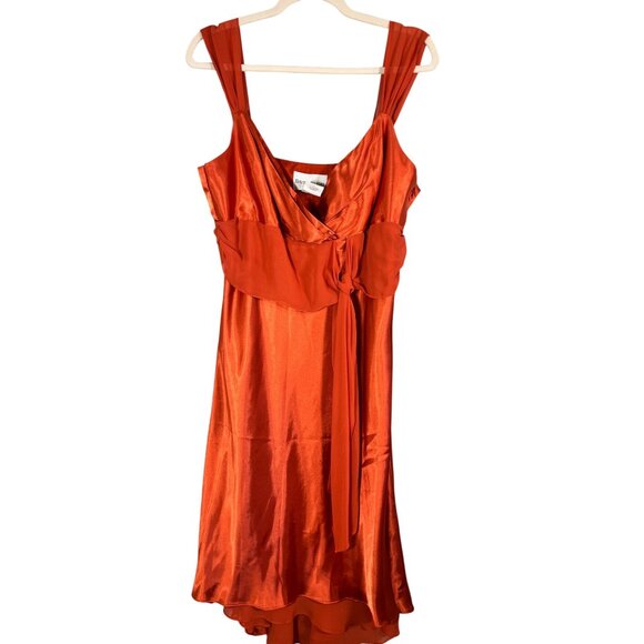 Retro Babydoll Tank Midi Orange 16 Floral Festive Wedding Classic Chic Boho 80s - Picture 1 of 10